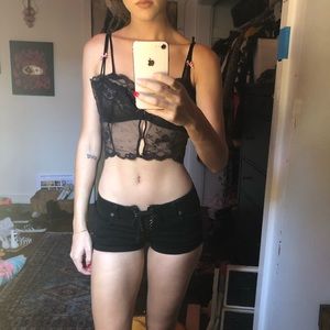 LF CARMAR BLACK LACEUP BOOTY SHORTS